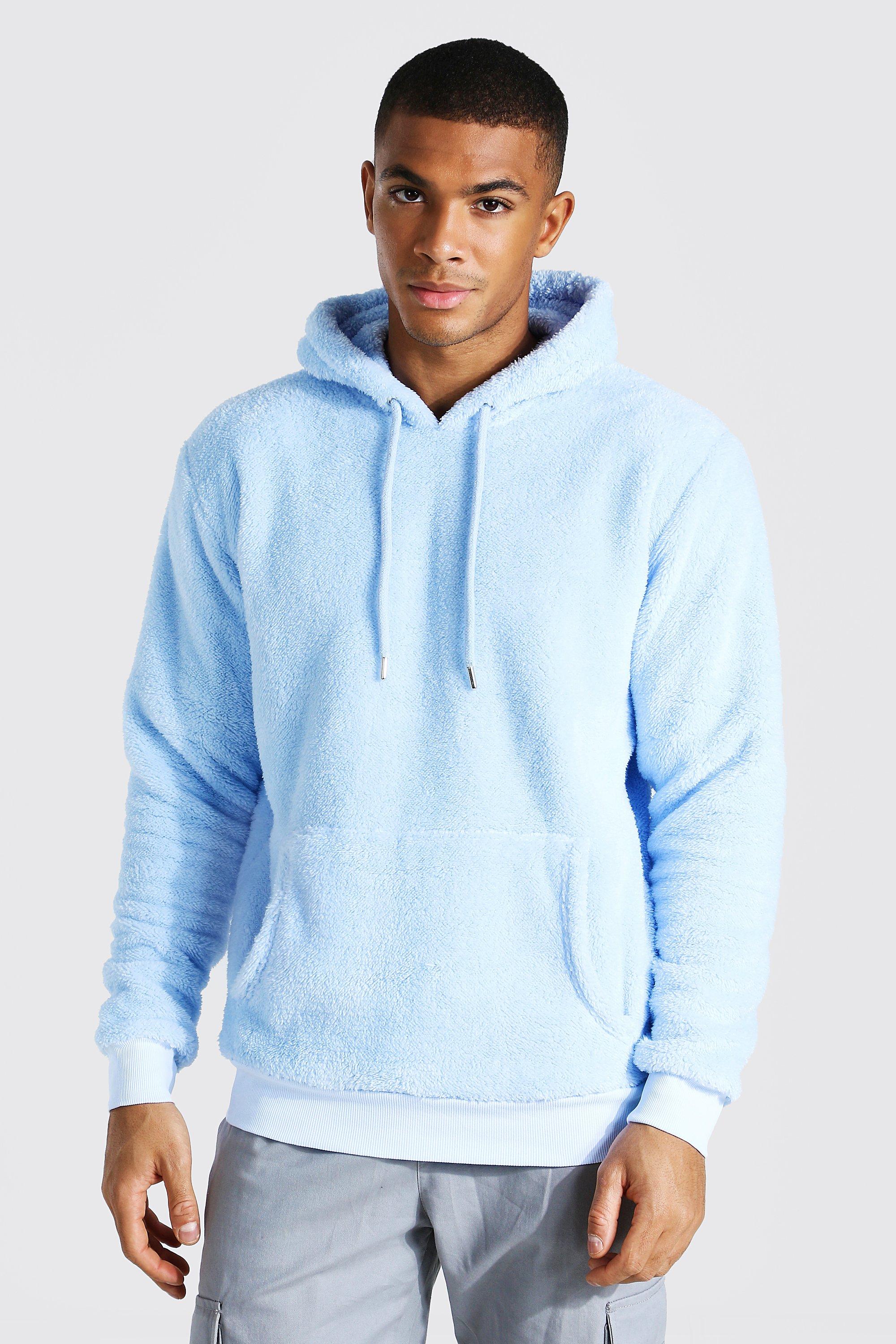 Light blue cheap fluffy hoodie